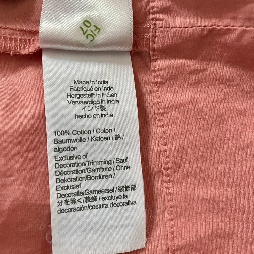 J CREW Smocked Ruffled Neck Puff-Sleeve Cotton Oversized Poplin Top Women's XXS
